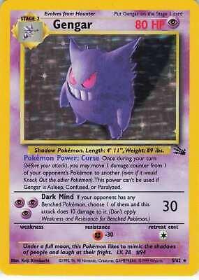 POKEMON GENGAR 5 / 62 FOSSIL UNLIMITED HOLO RARE 1999 SINGLE - LIGHTLY PLAYED