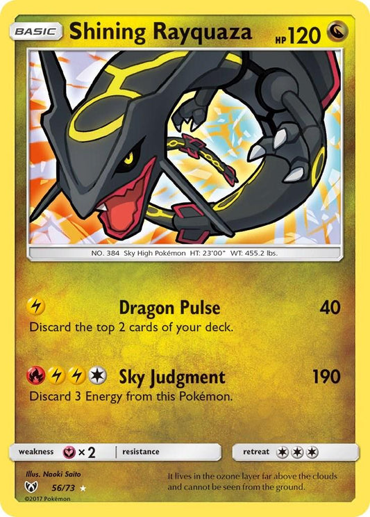 POKEMON SHINING RAYQUAZA 56 / 73 SM SHINING LEGENDS SHINY HOLO RARE - NEAR MINT (NM)