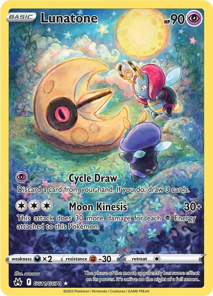 POKEMON LUNATONE GG11 / GG70 CROWN ZENITH GALARIAN GALLERY HOLO - NEAR MINT (NM)