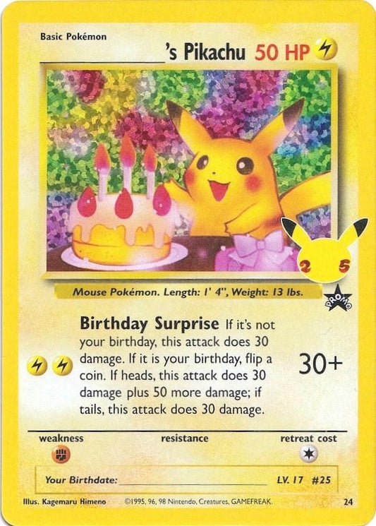 POKEMON BIRTHDAY PIKACHU 24 CELEBRATIONS CLASSIC COLLECTION HOLO - NEAR MINT