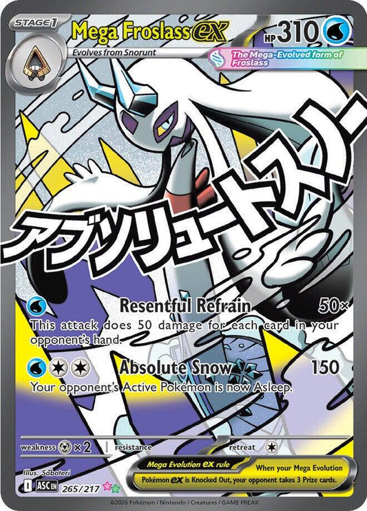 POKEMON MEGA FROSLASS EX 265 / 217 ASCENDED HEROES MEGA ATTACK RARE - NEAR MINT