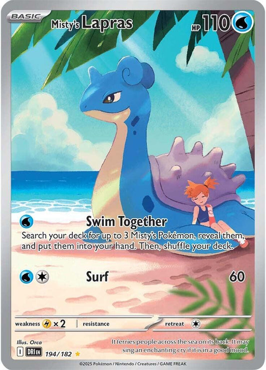 POKEMON MISTY'S LAPRAS 194 / 182 DESTINED RIVALS IR ILLUSTRATION RARE - NEAR MINT