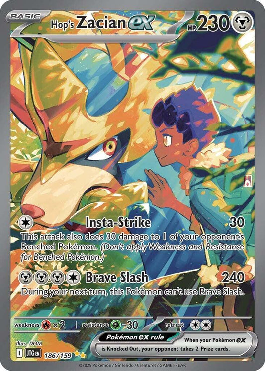 POKEMON HOP'S ZACIAN EX 186 / 159 JOURNEY TOGETHER SIR SPECIAL ILLUSTRATION RARE - NEAR MINT