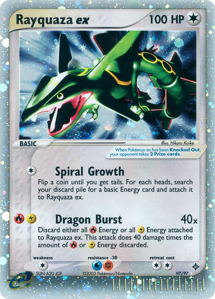 POKEMON RAYQUAZA EX 97/97 EX DRAGON ULTRA RARE HOLO - MODERATELY PLAYED (MP)