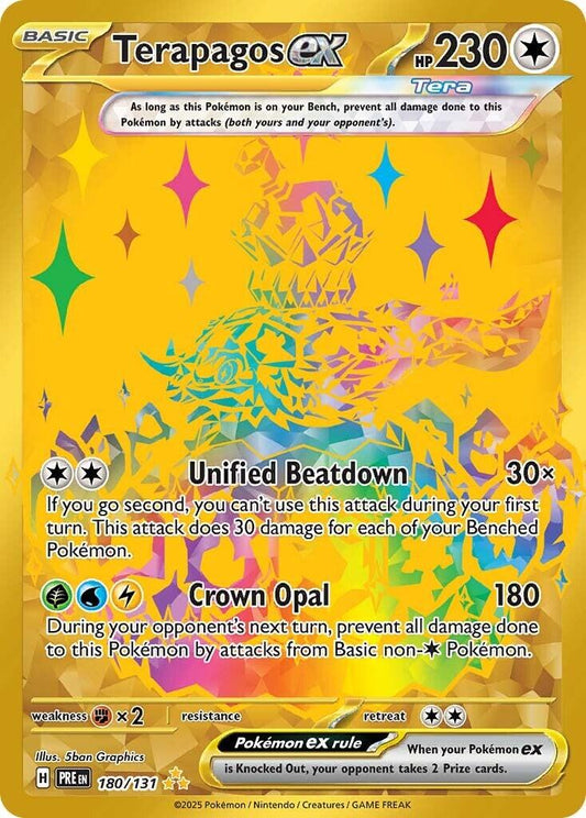 POKEMON TERAPAGOS EX 180/131 PRISMATIC EVOLUTIONS GOLD HYPER RARE HOLO - NEAR MINT (NM)