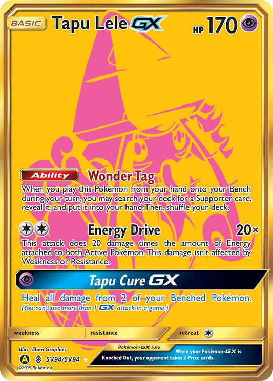 POKEMON TAPU LELE GX SV94 / SV94 SM HIDDEN FATES SHINY VAULT FULL ART HOLO - NEAR MINT (NM)