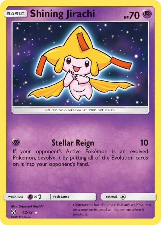 POKEMON SHINING JIRACHI 42 / 73 SM SHINING LEGENDS SHINY HOLO RARE - NEAR MINT (NM)