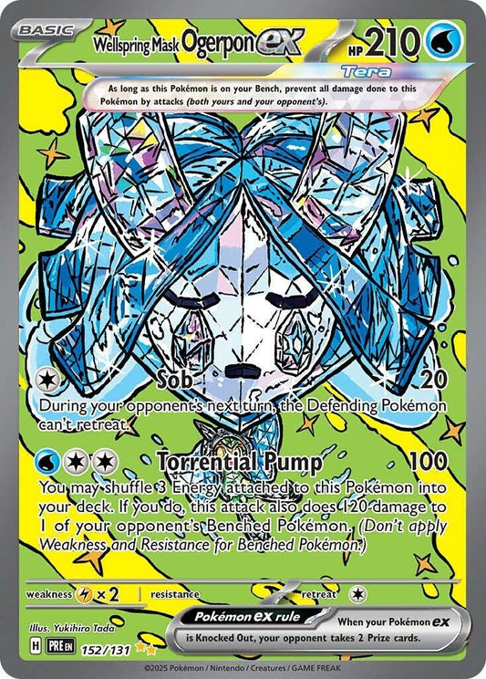 POKEMON WELLSPRING MASK OGERPON EX 152 / 131 PRISMATIC EVOLUTIONS SIR SPECIAL ILLUSTRATION RARE - NEAR MINT