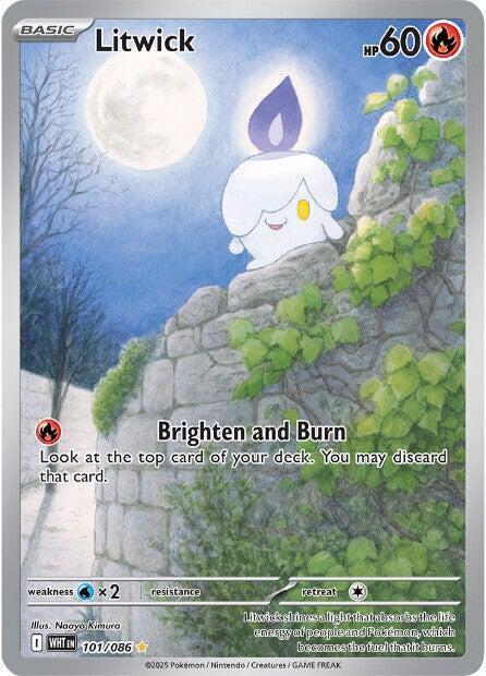 POKEMON LITWICK 101 / 86 SV WHITE FLARE IR ILLUSTRATION RARE HOLO - NEAR MINT (NM)