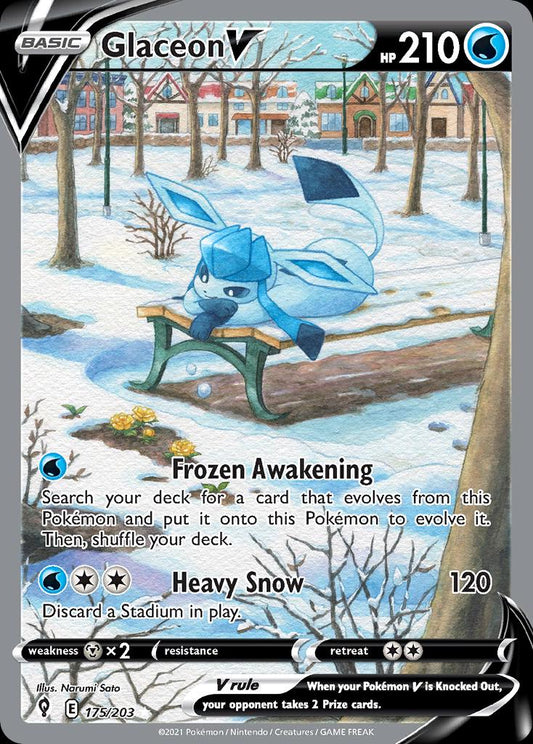 POKEMON GLACEON V 175/203 SWSH EVOLVING SKIES ALTERNATE FULL ART HOLO - NEAR MINT (NM)