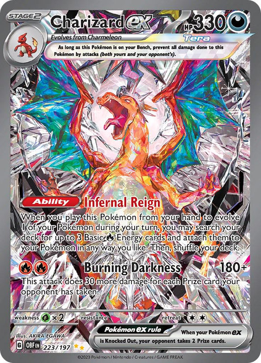 POKEMON CHARIZARD EX 223 / 197 SIR OBSIDIAN FLAMES SINGLE - NEAR MINT