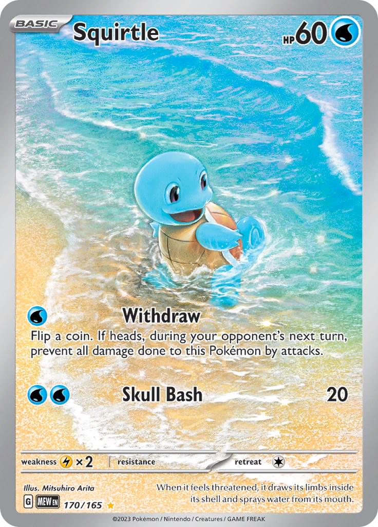 POKEMON SQUIRTLE 170/165 MEW-EN 151 IR ILLUSTRATION RARE HOLO - NEAR MINT (NM)