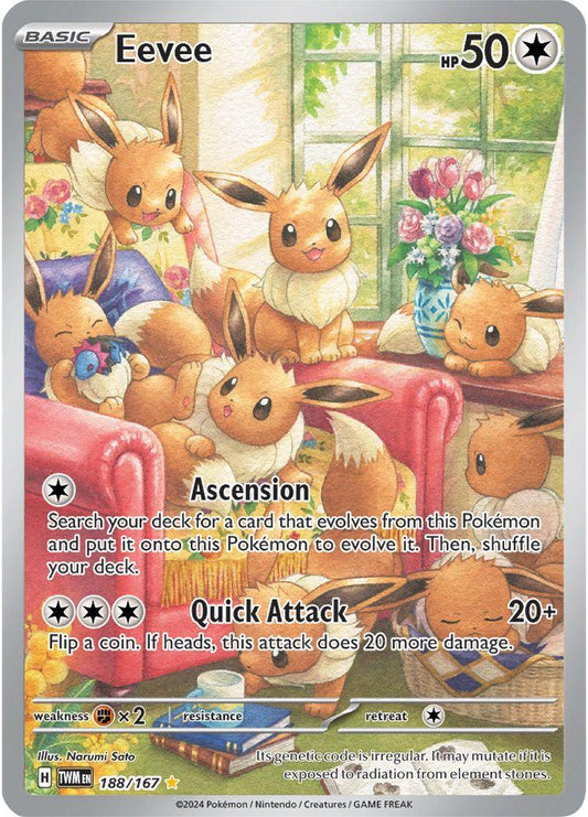 POKEMON EEVEE 188/167 TWILIGHT MASQUERADE IR ILLUSTRATION RARE HOLO - NEAR MINT (NM)