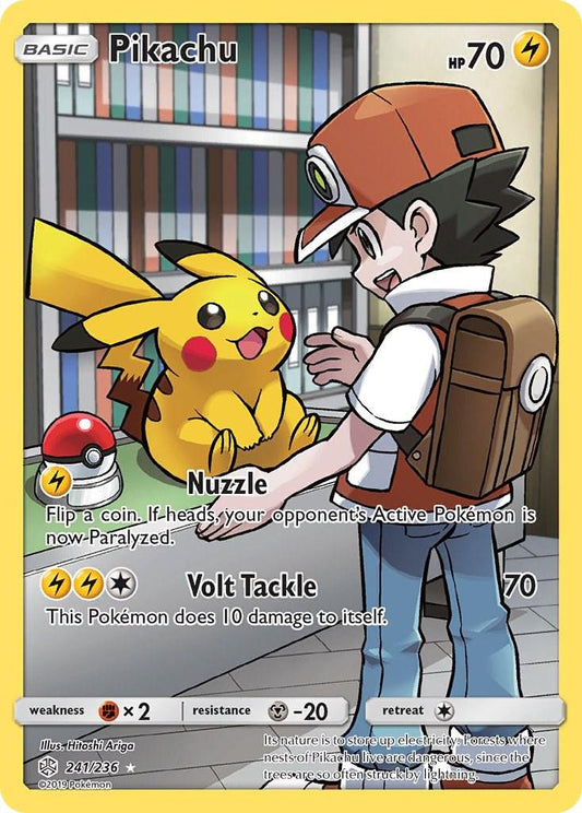 POKEMON PIKACHU 241/236 SM COSMIC ECLIPSE SECRET RARE FULL ART HOLO - NEAR MINT (NM)