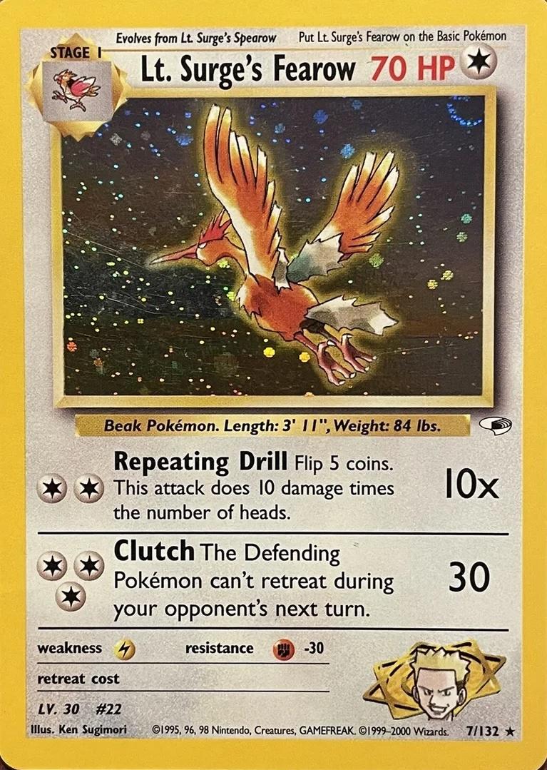 2000 POKEMON GYM HEROES #7 LT. SURGE'S FEAROW HOLO PSA 8 NM-MT