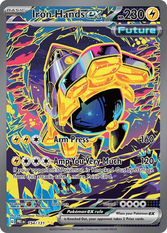 POKEMON IRON HANDS EX 154 / 131 SV PRISMATIC EVOLUTION SIR SPECIAL ILLUSTRATION RARE HOLO - NEAR MINT (NM)