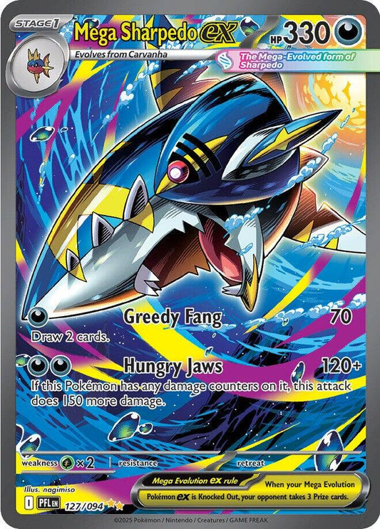 POKEMON MEGA SHARPEDO EX 127 / 094 PHANTASMAL FLAMES SIR SPECIAL ILLUSTRATION RARE - NEAR MINT
