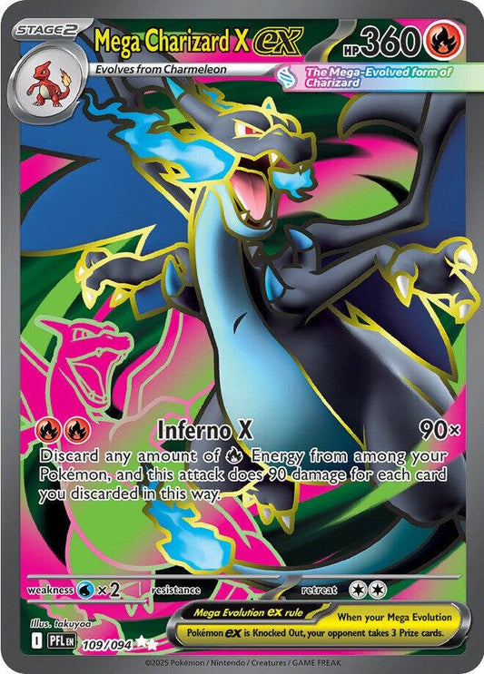 POKEMON MEGA CHARIZARD X EX 109 / 094 PHANTASMAL FLAMES ULTRA RARE FULL ART HOLO - NEAR MINT (NM)