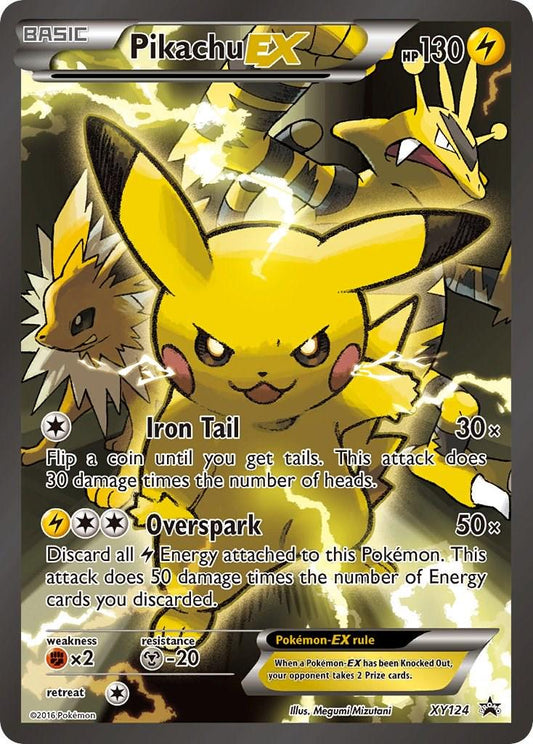 POKEMON PIKACHU EX XY124 XY BLACK STAR PROMO FULL ART HOLO - MODERATELY PLAYED (MP)