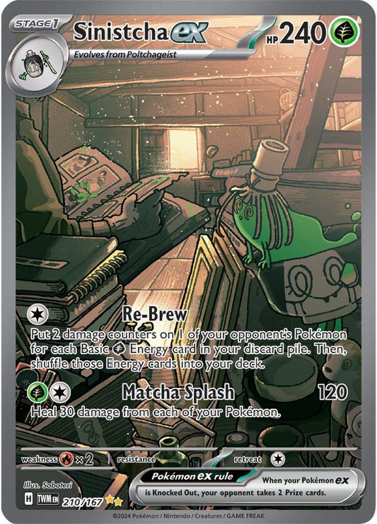 POKEMON SINISTCHA EX 210 / 167 TWILIGHT MASQUERADE SIR SPECIAL ILLUSTRATION RARE HOLO - NEAR MINT (NM)