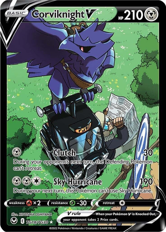 POKEMON CORVIKNIGHT V TG18 / TG30 SILVER TEMPEST TRAINER GALLERY HOLO - NEAR MINT (NM)