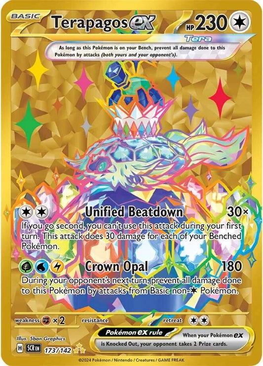 POKEMON TERAPAGOS EX 173 / 142 STELLAR CROWN HYPER RARE GOLD HOLO - NEAR MINT