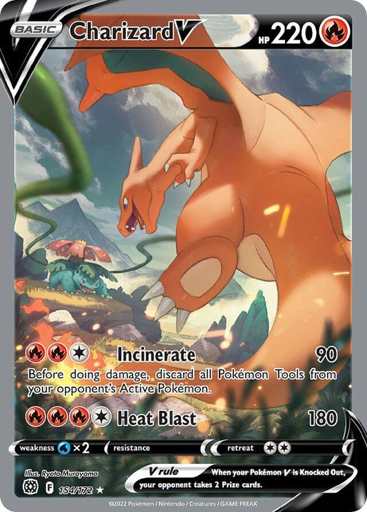 POKEMON CHARIZARD V 154 / 172 ALT ART FULL ART BRILLIANT STARS SINGLE - NEAR MINT
