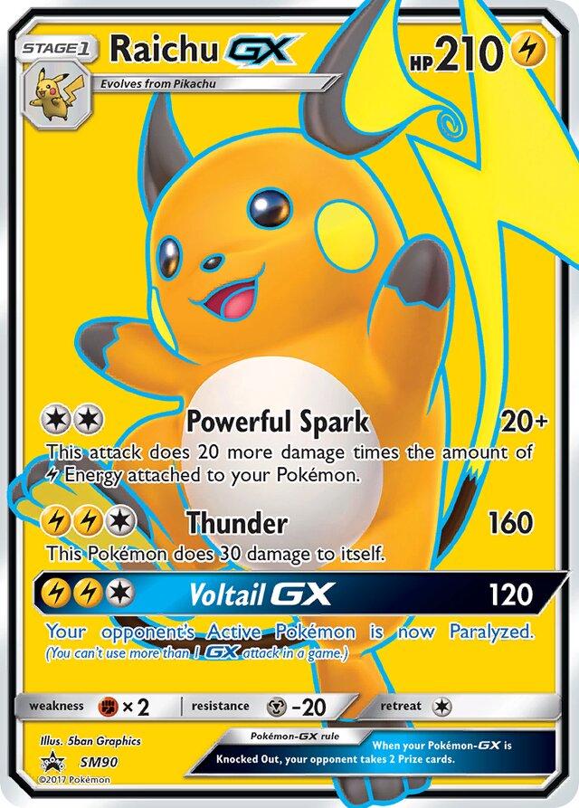 POKEMON RAICHU GX SM90 SM BLACK STAR PROMO FULL ART HOLO - NEAR MINT (NM)