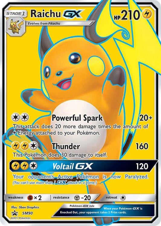 POKEMON RAICHU GX SM90 SM BLACK STAR PROMO FULL ART HOLO - NEAR MINT (NM)