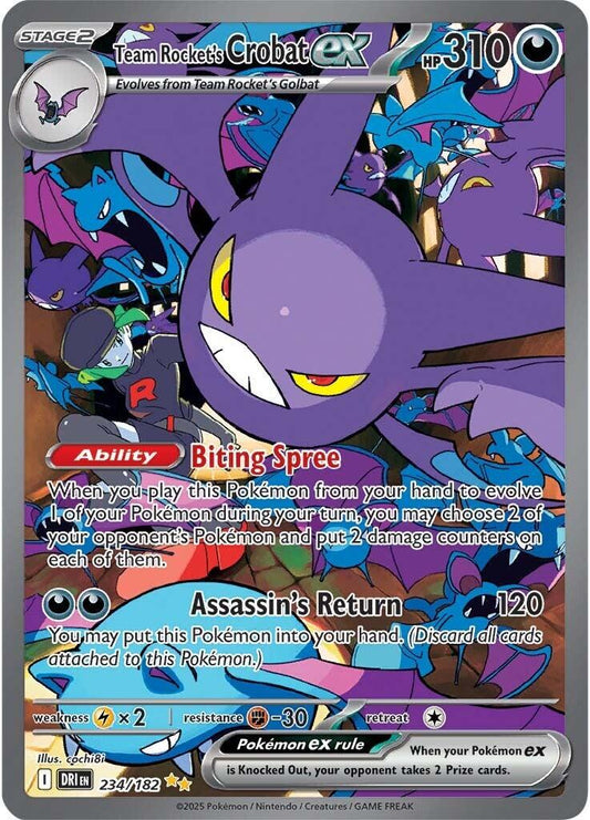POKEMON TEAM ROCKET'S CROBAT EX 234 / 182 SIR DESTINED RIVALS - NEAR MINT