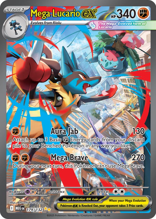 POKEMON MEGA LUCARIO EX 179 / 132 MEGA EVOLUTION SIR SPECIAL ILLUSTRATION RARE HOLO - NEAR MINT (NM)