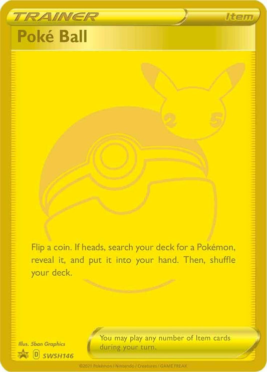 POKEMON POKE BALL SWSH146 CELEBRATIONS BLACK STAR PROMO GOLD - NEAR MINT