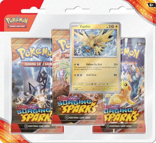 Pokemon SV8 Surging Sparks 3pk Blister