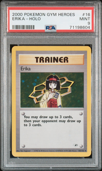 2000 POKEMON GYM HEROES #16 ERIKA HOLO PSA 9 MINT