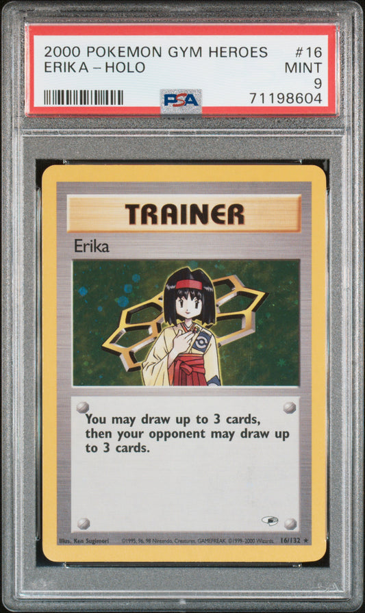 2000 POKEMON GYM HEROES #16 ERIKA HOLO PSA 9 MINT