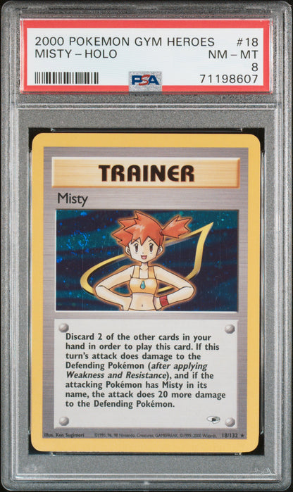 2000 POKEMON GYM HEROES #18 MISTY HOLO WOTC PSA 8 NM-MT