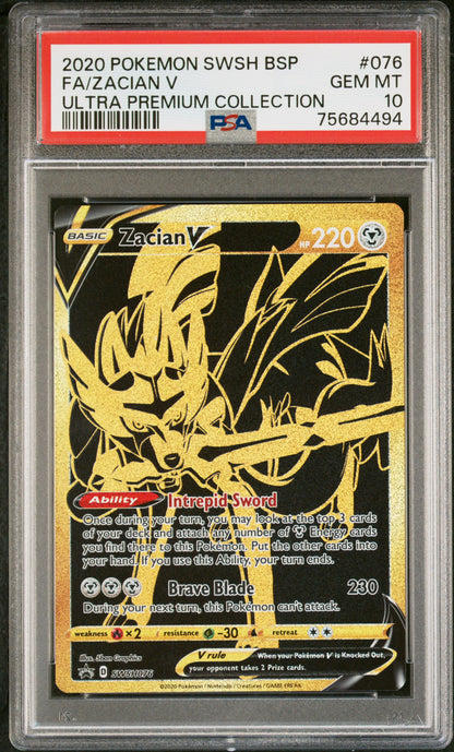 2020 POKEMON SWSH BLACK STAR PROMO #076 ZACIAN V FA PSA 10 GEM MINT