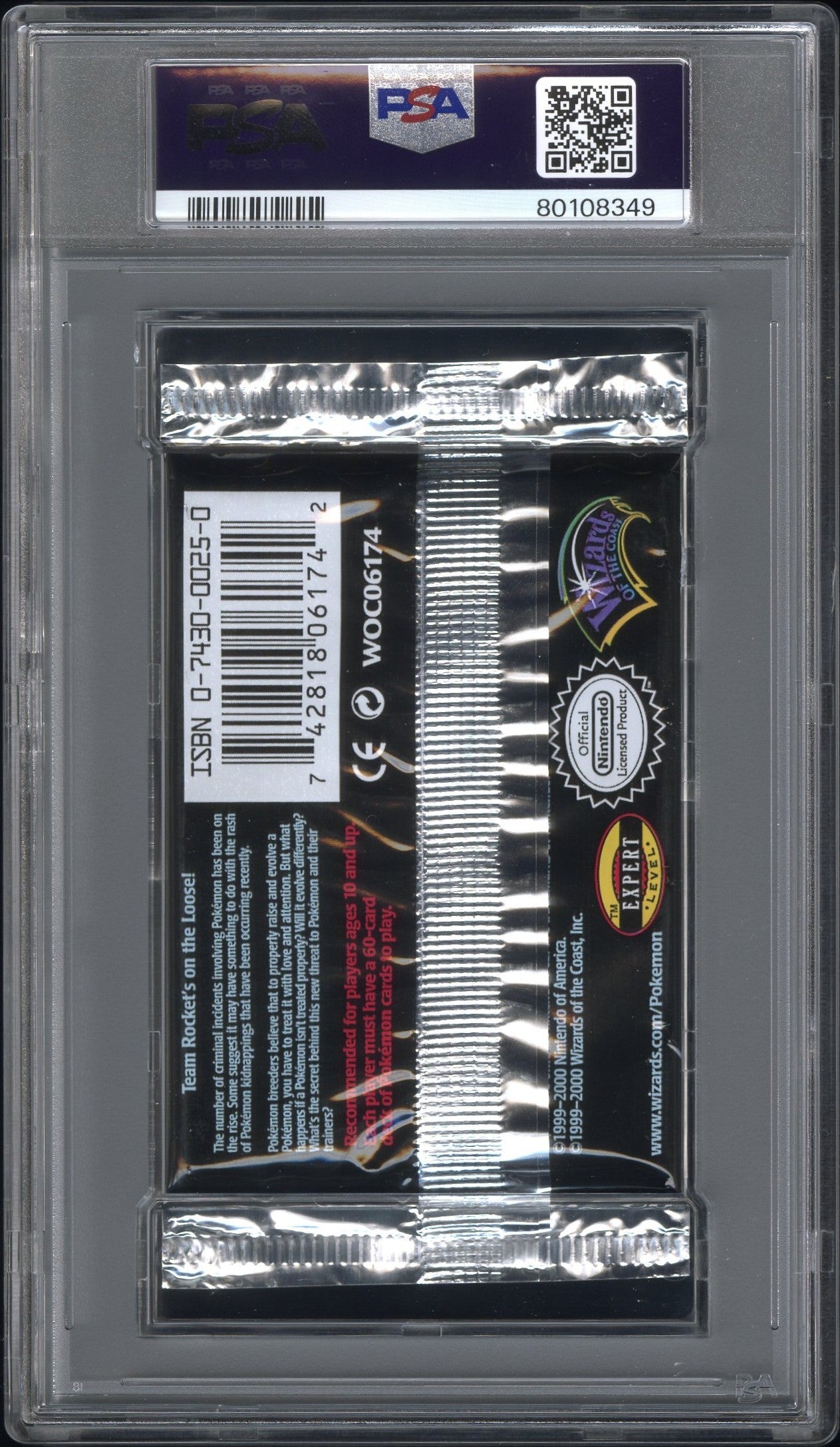 2000 POKEMON TEAM ROCKET GRADED FOIL BOOSTER PACK GYARADOS PSA 8 NM-MT