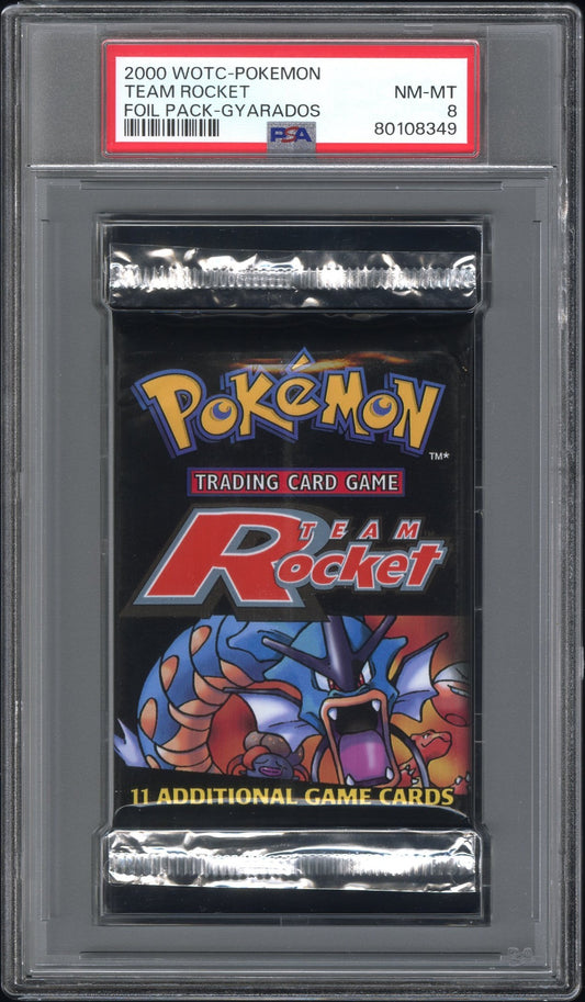 2000 POKEMON TEAM ROCKET GRADED FOIL BOOSTER PACK GYARADOS PSA 8 NM-MT