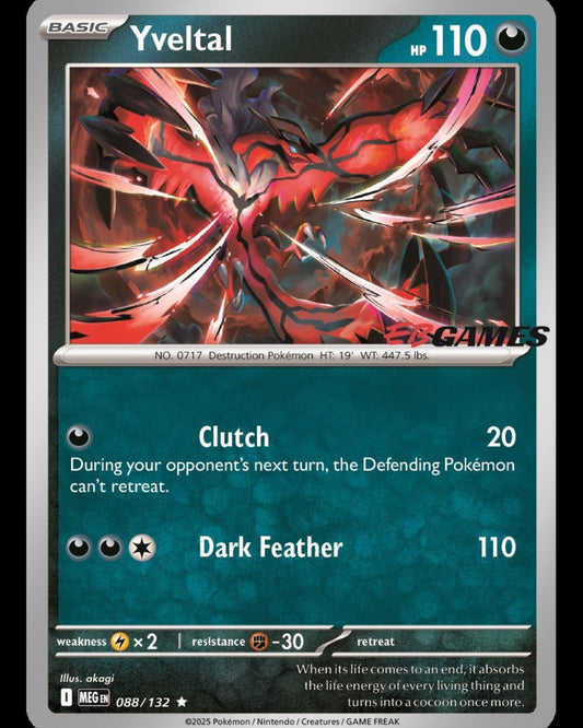 POKEMON YVELTAL 088 / 132 MEGA EVOLUTION EB GAMES STAMPED PROMO - SEALED