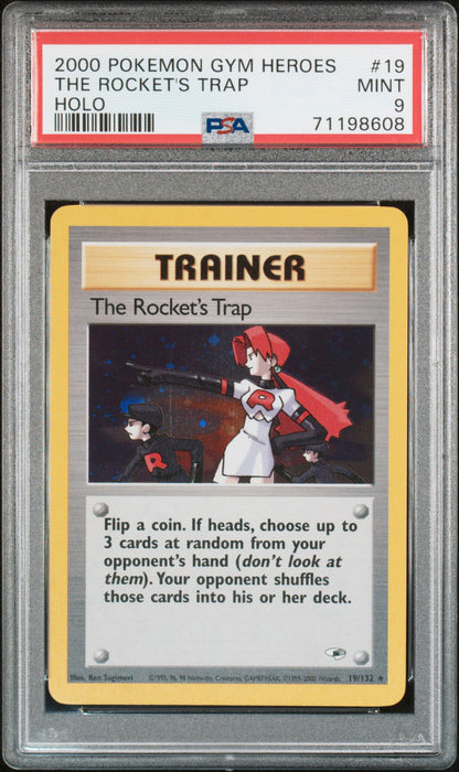 2000 POKEMON GYM HEROES #19 LE PIÈGE DE LA ROQUETTE HOLO PSA 9 MINT