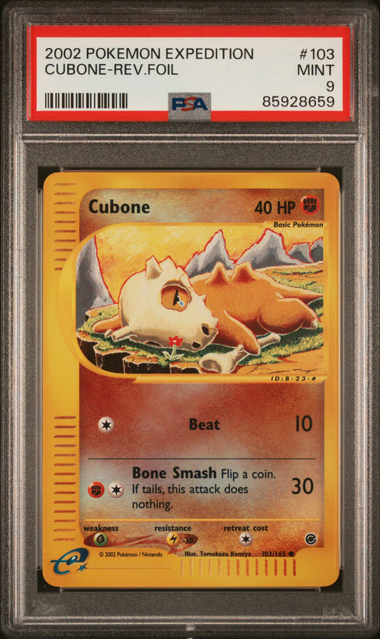 2002 POKEMON EXPEDITION #103 CUBONE-REV.FOIL PSA 9 MINT