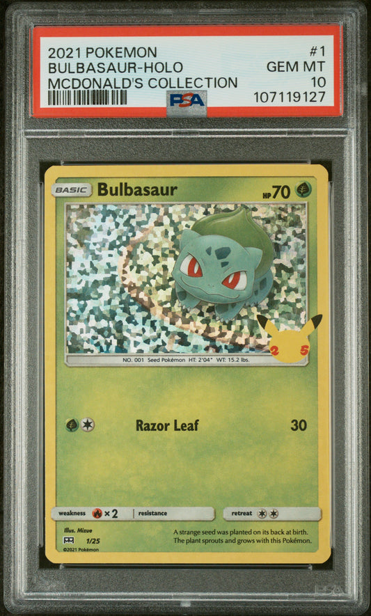 2021 POKEMON MCDONALD'S COLLECTION #1 BULBASAUR-HOLO PSA 10 GEM MINT