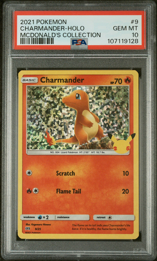 2021 POKEMON MCDONALD'S COLLECTION #9 CHARMANDER-HOLO PSA 10 GEM MINT