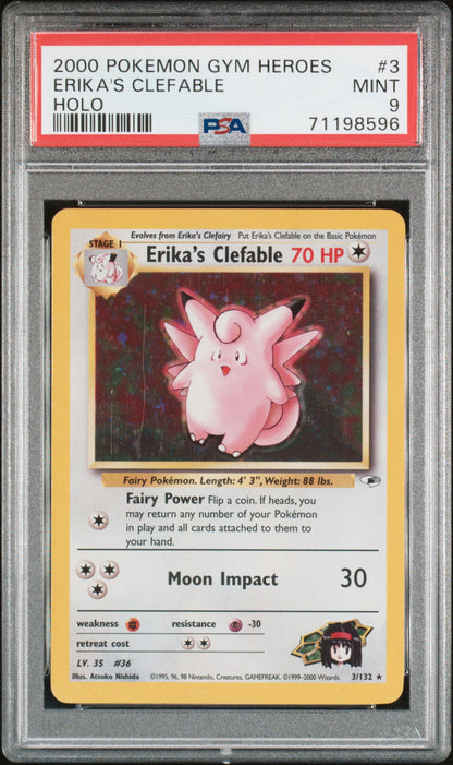 2000 POKEMON GYM HEROES #3 MELEFABLE D'ERIKA HOLO PSA 9 MINT