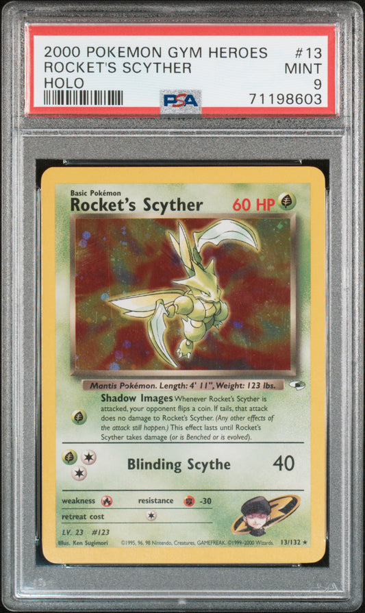 2000 POKEMON GYM HEROES 13 / 132 ROCKETS SCYTHER HOLO PSA 9 MINT