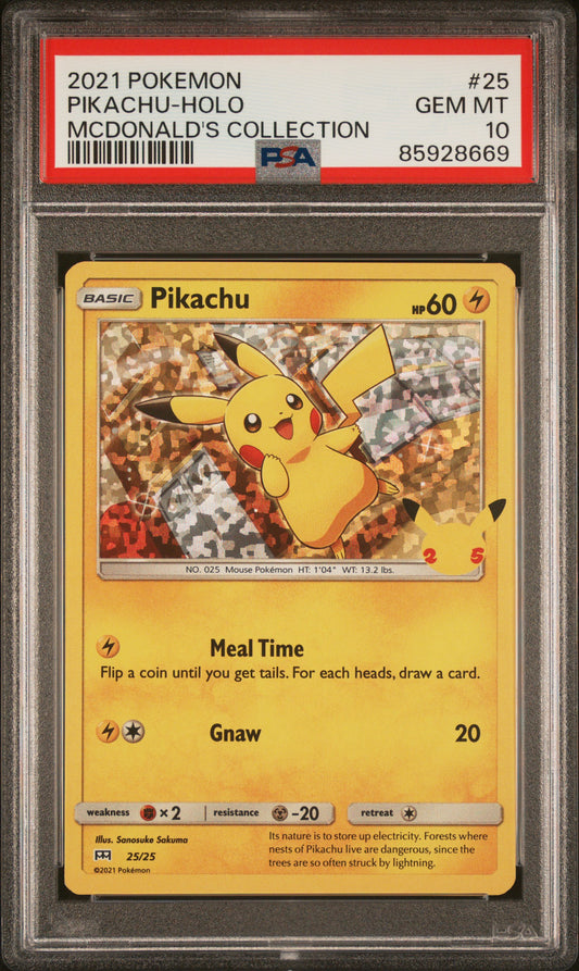 2021 POKEMON MCDONALD'S COLLECTION #25 PIKACHU-HOLO PSA 10 GEM MINT