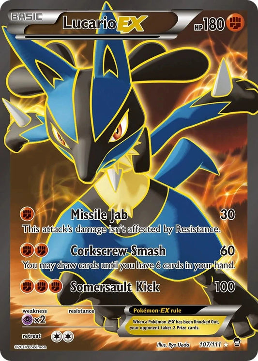 POKEMON LUCARIO EX 107 / 111 XY FURIOUS FISTS FULL ART ULTRA RARE - NEAR MINT (NM)